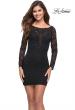 Picture of: Long Sleeve Lace Short Dress with Open Back in Black, Style 30857, Main Picture