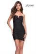 Picture of: Deep V Strapless Ruched Short Dress in Black, Style 30953, Main Picture