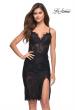 Picture of: Unique Lace Illusion Romper Dress with High Slit in Black, Style 30989, Main Picture
