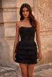 Picture of: Short Dress with Rhinestone Top and Fringe Skirt in Black, Style 32622, Main Picture