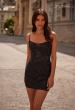 Picture of: Beaded Lace Short Dress with Illusion Bodice in Black, Style 32626, Main Picture