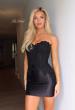 Picture of: Strapless Lace Applique Corset Cocktail Dress in Black, Style 33242, Main Picture