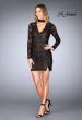 Picture of: Long Sleeve Short Lace Dress with Choker in Black, Style: 25373, Detail Picture 8
