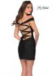Picture of: Short Off The Shoulder Dress with Lace Up Back in Black, Style: 29268, Detail Picture 8