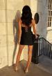 Picture of: Strapless Sparkle Lace-Up Mini Dress in Black, Style 33931, Detail Picture 8