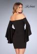 Picture of: Off the Shoulder Ruffle Sleeve Homecoming Dress in Black, Style: 25033, Back Picture
