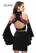 Picture of: Floral Two Piece Jersey Mini Bell Sleeve Dress in Black, Style: 26606, Back Picture