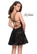 Picture of: Short Burnout Velvet Homecoming Dress with Pockets in Black, Style: 26785, Back Picture