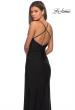 Picture of: Long Homecoming Dress with Slit and Criss Cross Back in Black, Style: 28206, Back Picture