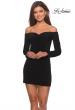 Picture of: Off The Shoulder Long Sleeve Dress with Lace Up Back in Black, Style: 28212, Back Picture