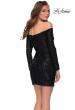 Picture of: Long Sleeve Off the Shoulder Sequin Short Dress in Black, Style: 29339, Back Picture