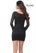 Picture of: Long Sleeve Stretch Lace Dress with Sheer Lace Back in Black, Back Picture