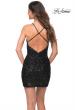 Picture of: V Neck Sequin Short Dress with Criss Cross Straps in Black, Back Picture