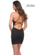Picture of: Chic Short Jersey Dress with Open Criss-Cross Straps in Black, Back Picture