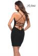 Picture of: Wrap Style Dress with Ruching and V Neckline in Black, Back Picture