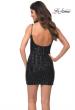 Picture of: Fitted Sequin Dress with Line Print and Square Neckline in Black, Back Picture