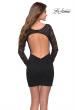 Picture of: Long Sleeve Lace Short Dress with Open Back in Black, Style 30857, Back Picture