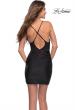 Picture of: Fitted Short Dress with Sheer Lace Bodice and Ruching in Black, Style 30916, Back Picture