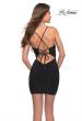 Picture of: Net Jersey Short Dress with Sheer Corset Bodice in Black, Style 30920, Back Picture