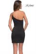 Picture of: One Shoulder Mini Dress with Slit in Black, Style 30927, Back Picture