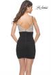 Picture of: Ruched Short Homecoming Dress with Sequin Beaded Top in Black, Style: 31726, Back Picture