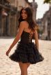 Picture of: Short Black Homecoming Dress with Ruffle Skirt in Black, Style 32511, Back Picture
