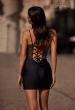 Picture of: Homecoming Dress with Illusion Rhinestone Top in Black, Style 32628, Back Picture