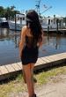 Picture of: Strapless Lace Corset Ruched Mini Dress in Black, Style: 33239, Back Picture