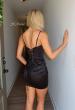 Picture of: Satin Lace-Up Mini Dress in Black, Style: 33260, Back Picture
