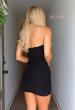 Picture of: Strapless Ruched Mini Dress with Sparkling Trim in Black, Style 33286, Back Picture