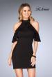Picture of: Ruffle Halter Top Dress with Tight Jersey Skirt in Black, Style: 25147, Detail Picture 1