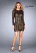 Picture of: Short Lace Dress with Long Sleeves and Open Back in Black, Style: 25289, Detail Picture 1