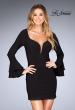 Picture of: Short Jersey Dress with Ruffle Sleeves and Strappy Back in Black, Style: 25366, Detail Picture 1