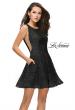 Picture of: Lace Short Dress with Rhinestones and Pockets in Black, Style: 26616
