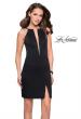 Picture of: Chic Satin Mini Dress with High Neck and Slit in Black, Style: 26657, Detail Picture 1