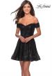 Picture of: Sequin Off The Shoulder Short Homecoming Dress in Black, Style: 28155, Detail Picture 1