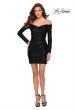 Picture of: Long Sleeve Off the Shoulder Sequin Short Dress in Black, Style: 29339, Detail Picture 1