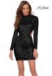 Picture of: Long Sleeve Sequin Party Dress with High Neckline in Black, Style: 29406, Detail Picture 1