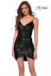 Picture of: Short Sequin Homecoming Dress with Faux Wrap Skirt in Black, Style: 29426, Detail Picture 1