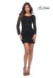 Picture of: Long Sleeve Stretch Lace Dress with Sheer Lace Back in Black, Detail Picture 1