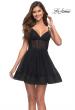 Picture of: Corset Fit and Flare Dress with V Neckline in Black, Style 30941, Detail Picture 1
