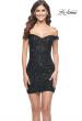 Picture of: Off the Shoulder Sequin Mini with Fringe Beaded Detail in Black, Style: 31727, Detail Picture 1