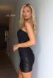 Picture of: Strapless Lace Applique Corset Cocktail Dress in Black, Style 33242, Detail Picture 1