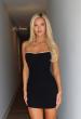 Picture of: Strapless Ruched Mini Dress with Sparkling Trim in Black, Style 33286, Detail Picture 1