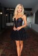 Picture of: Satin Lace-Up Mini Dress in Black, Style: 33318, Detail Picture 1