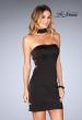 Picture of: Tight Jersey Homecoming Dress with Attached Choker in Black, Style: 25062, Detail Picture 2