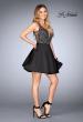 Picture of: Short Satin Homecoming Dress with Cut Outs in Black, Style: 25132, Detail Picture 2