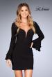 Picture of: Short Jersey Dress with Ruffle Sleeves and Strappy Back in Black, Style: 25366, Detail Picture 2