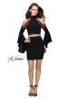 Picture of: Floral Two Piece Jersey Mini Bell Sleeve Dress in Black, Style: 26606, Detail Picture 2