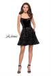 Picture of: Short Burnout Velvet Homecoming Dress with Pockets in Black, Style: 26785, Detail Picture 2